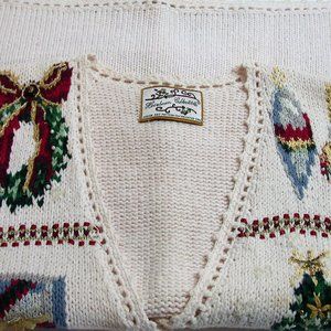 Heirloom Collectibles Christmas Cotton Vest Embroidered & Embellished ~ Plus 1X
